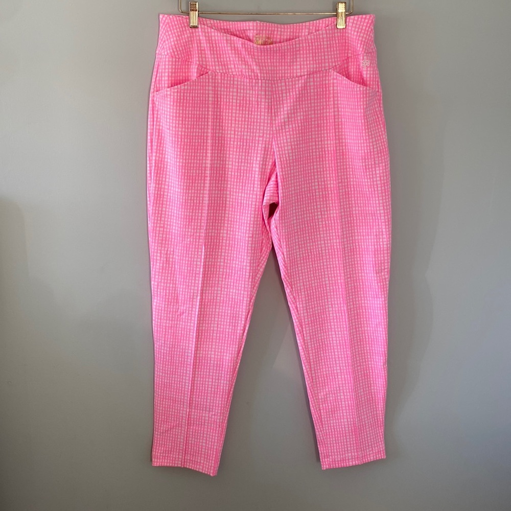 Lilly Pulitzer Corso Pant in Gingham Style Prosecco pink size 16 NWT